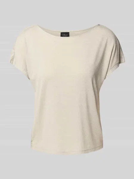 T-shirt o kroju relaxed fit z mieszanki S.oliver Black Label beżowa