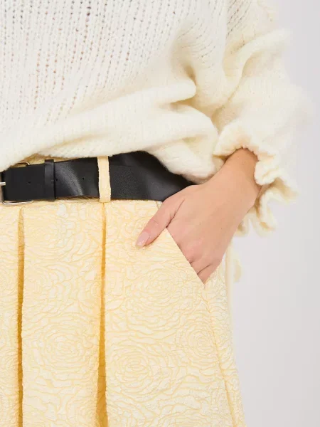 Fustă midi Rue Paris până la genunchi galben