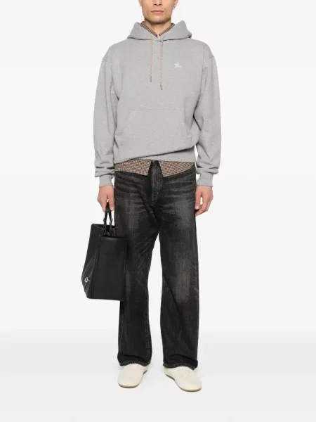Hanorac cu glugă Burberry cu broderie gri
