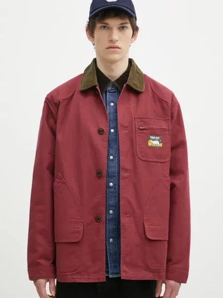 Human Made geaca jeans Hunting Jacket barbati rosu de tranzitie oversize