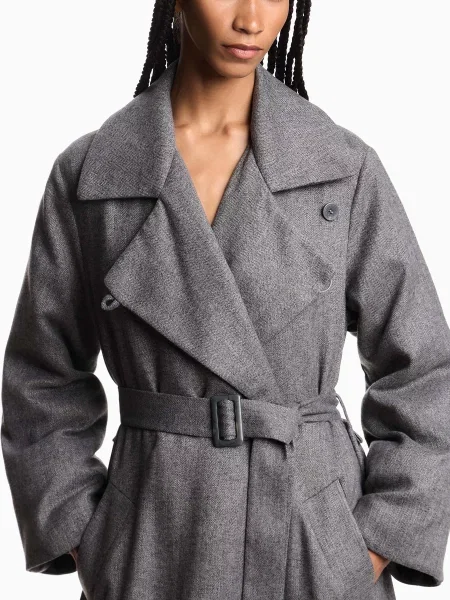 Пальто Emporio Armani серое