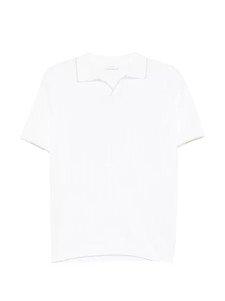 Поло тениска Diktat с V-образно деколте бяло