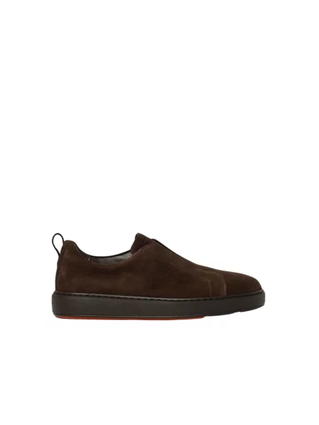 Sneakersy Santoni zamszowe wsuwane brązowe