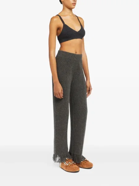 Pantaloni Alanui cu franjuri tricotate gri