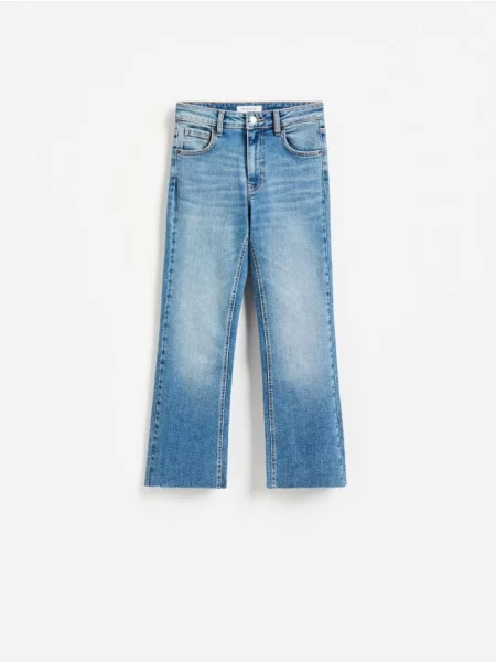 Reserved Blugi flare cropped albastru