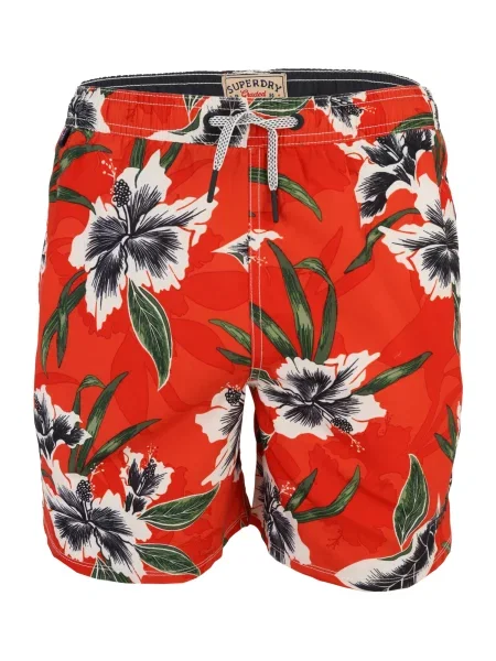 Superdry & Co Plavecké šortky režná / marine modrá / tmavě zelená / oranžově červená