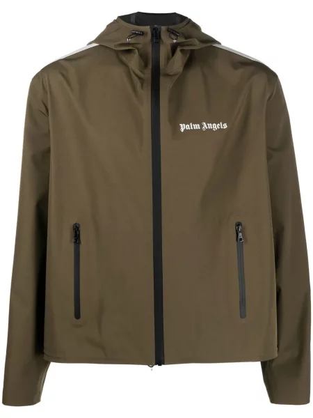 Geacă Palm Angels cu glugă cu imagine verde