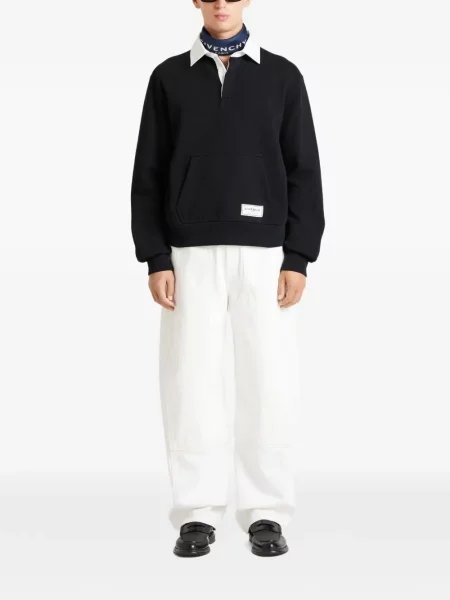 Tricou polo Givenchy din fleece negru