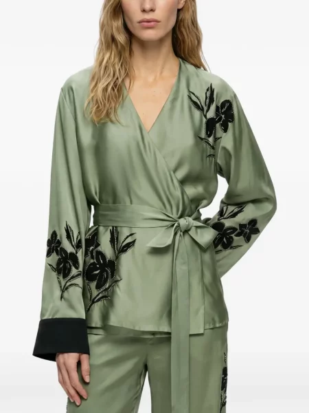 Bluză Karl Lagerfeld cu model floral plic verde