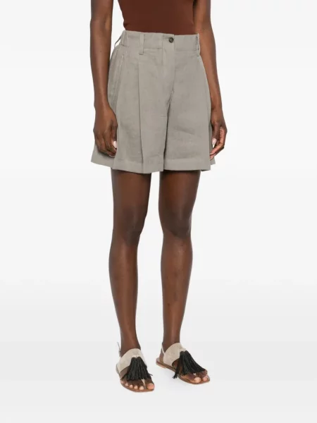 Pantaloni scurți Brunello Cucinelli plisate verde