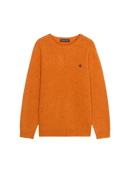 Sweter Brooks Brothers wełniany z logo pomarańczowy