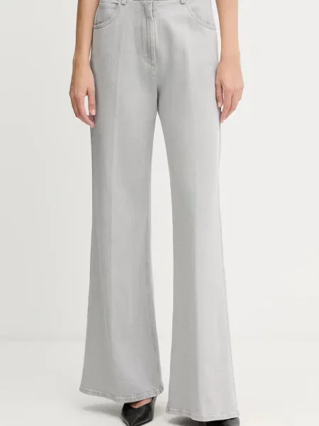 Pantaloni Forte_forte cu talie înaltă gri