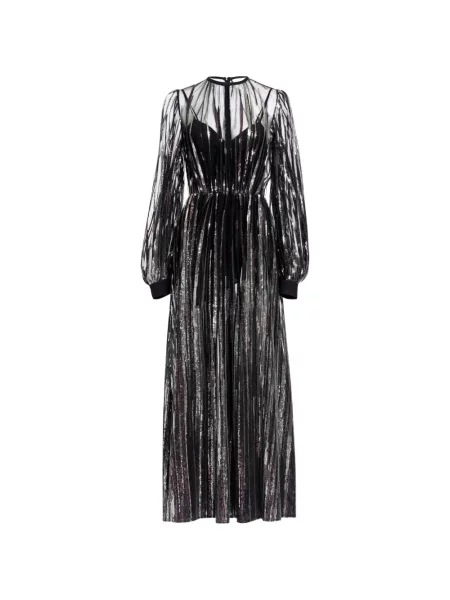 Rochie maxi Elie Saab cu broderie din tul negru
