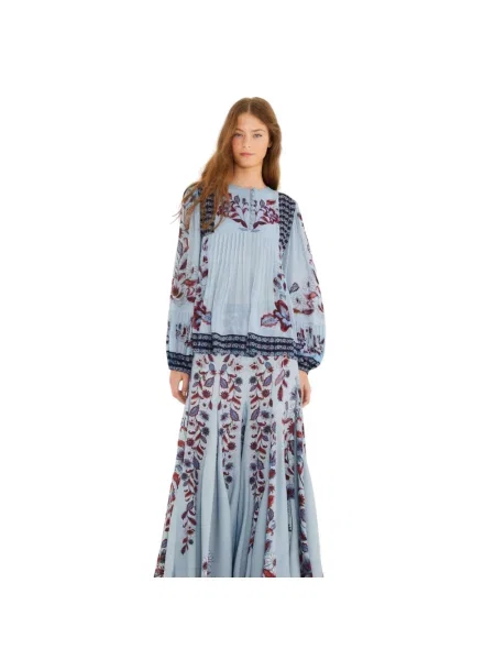 Lniana maksi spódnica maxi Farm Rio niebieska