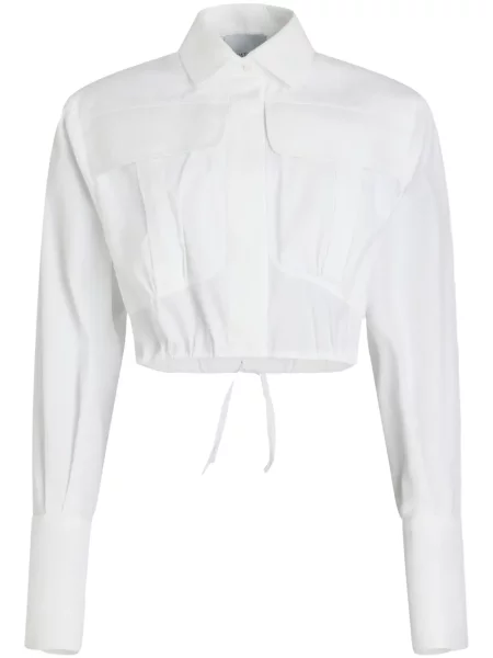 Koszula Patou popelinowa o krotszym kroju safari biała