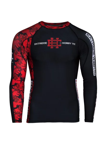 Koszulka sportowa Rashguard do MMA EXTREME HOBBY RED WARRIOR czarna