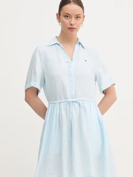 Tommy Hilfiger letní šaty lněné modré