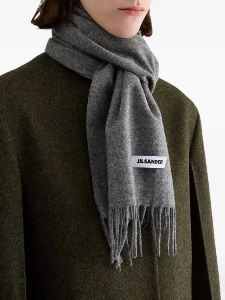 Fular Jil Sander cu franjuri gri
