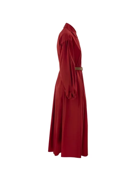 Плисирана костюм миди рокля Max Mara до коляното червено