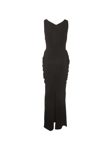 Rochie maxi Chats By C.dam fără mâneci drapată negru