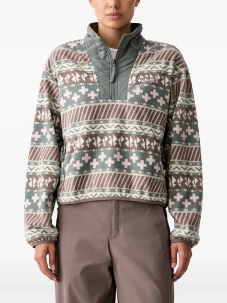 Hanorac din fleece Columbia din fleece cu imagine cu imprimeu geometric gri