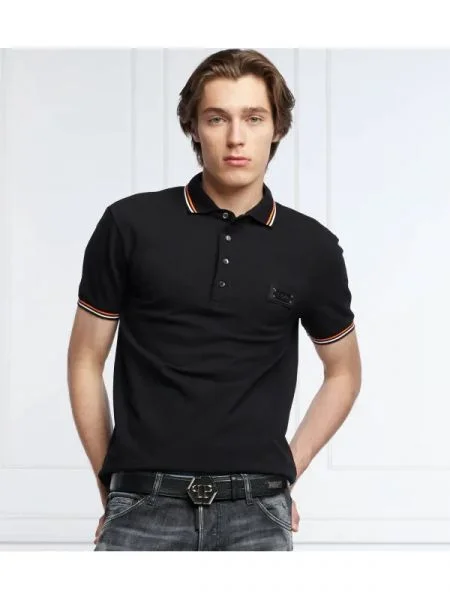 Les Hommes Polo | Straight fit | pique negru