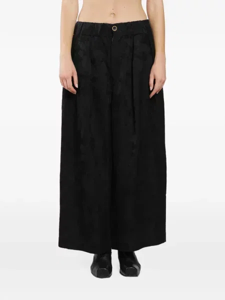 Pantaloni Uma Wang cu model floral din jacard negru