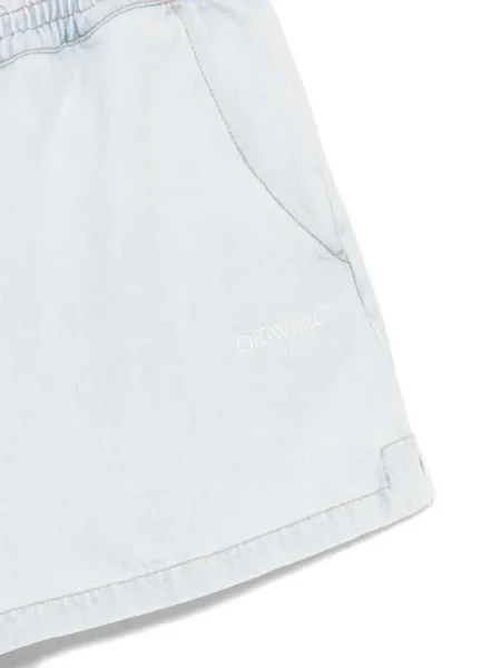 Дънкови шорти Off-white с принт бяло