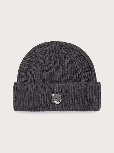 Maison Kitsuné Fox Head Large Beanie beanie din lână pentru bărbați