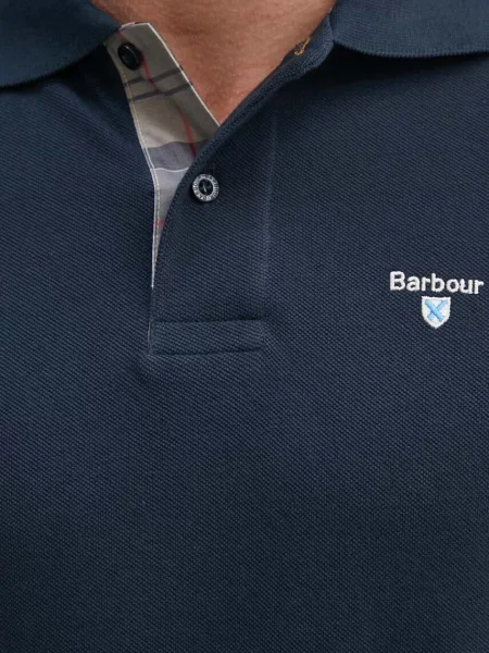 Barbour póló Tartan Pique Polo nyomott mintás fekete