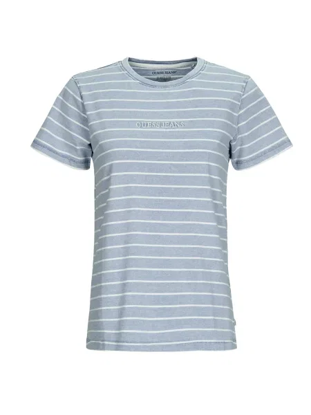 Pruhované tričko Guess Jeans modrá