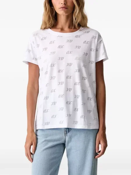 Tricou Armani Exchange cu imagine cu decolteu rotund alb
