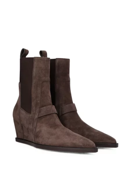 Cizme scurte Rick Owens cu pană maro