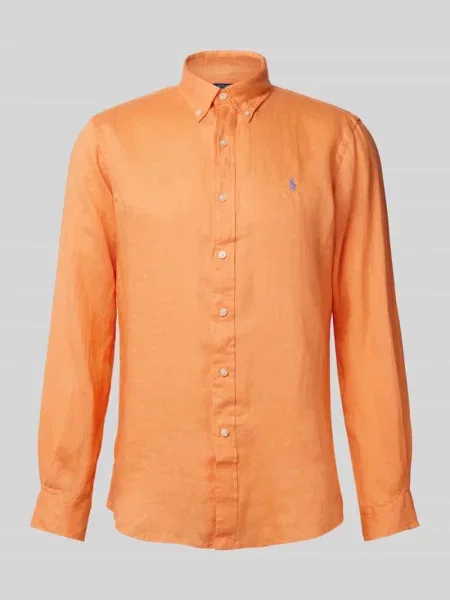 Polo Ralph Lauren koszula lniana na co dzień Mężczyźni Modern Fit len jednolity S pomarańczowy