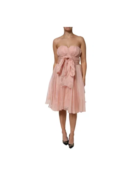 Sukienka midi Dolce And Gabbana szyfonowa różowa