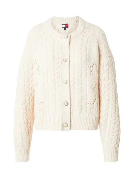 Tommy Jeans cardigan din amestec de lână călduros bej