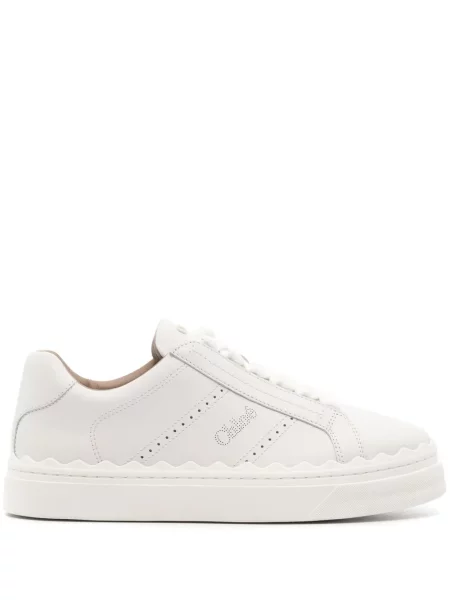 Sneakerși Chloé Lauren cu șireturi din piele alb