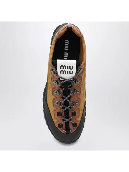 Sneakersy Miu Miu skórzane żółte