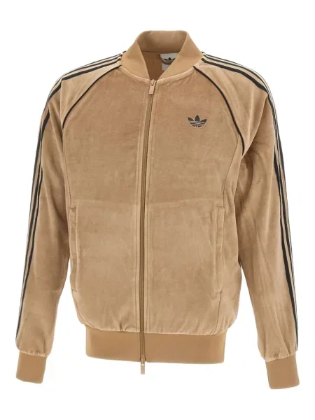 Velurové kalhoty Adidas s potiskem modré