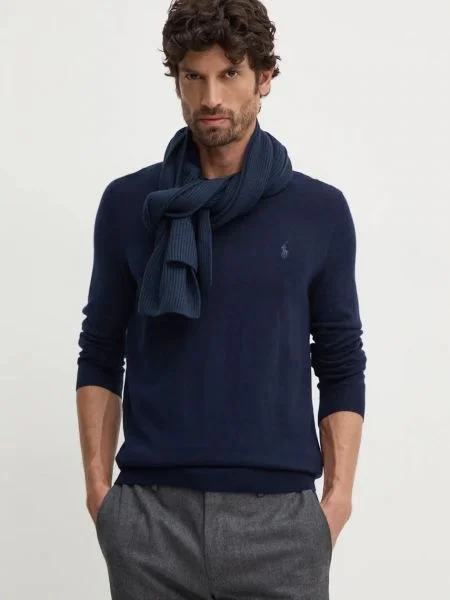 Polo Ralph Lauren sweter wełniany granatowy lekki niebieski
