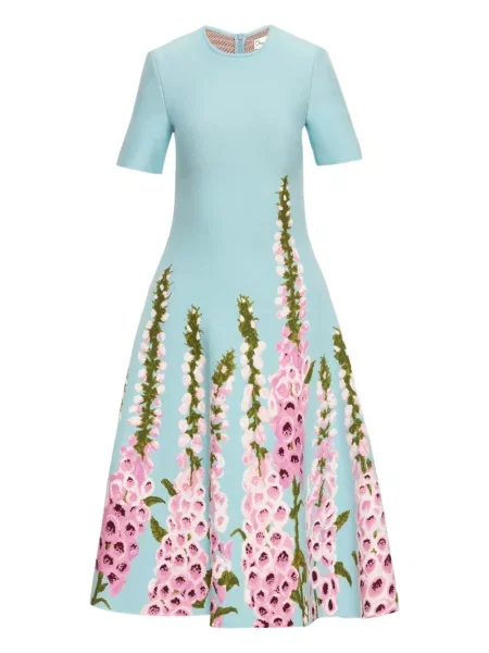 Rochie Oscar De La Renta din jacard de costum albastru