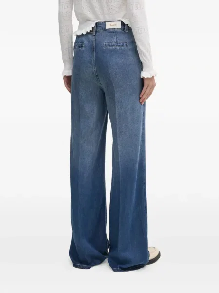 Szerokie jeansy Gaudi plisowane niebieskie