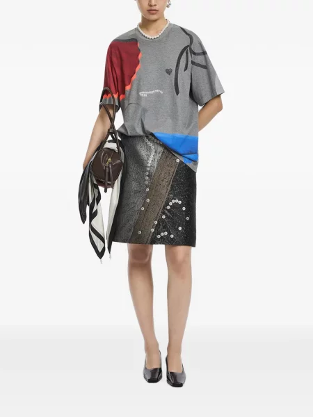 Жакардова мини пола Jnby с принт а-линия черно