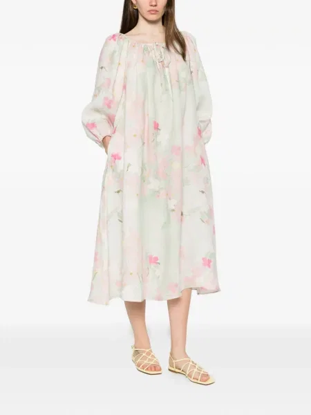 Rochie midi Bernadette cu model floral cu imagine verde