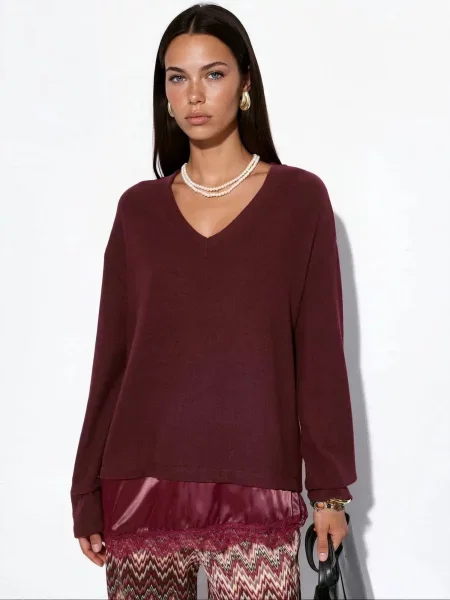 Busem Svetr Pullover burgundská červeň