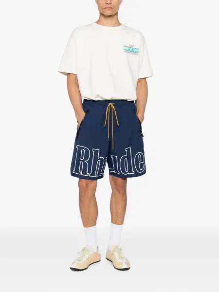 Pantaloni scurți Rhude cu imagine cu cordon albastru