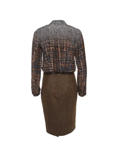 Rochie Max Mara cu imagine cu imprimeu abstract din tweed maro