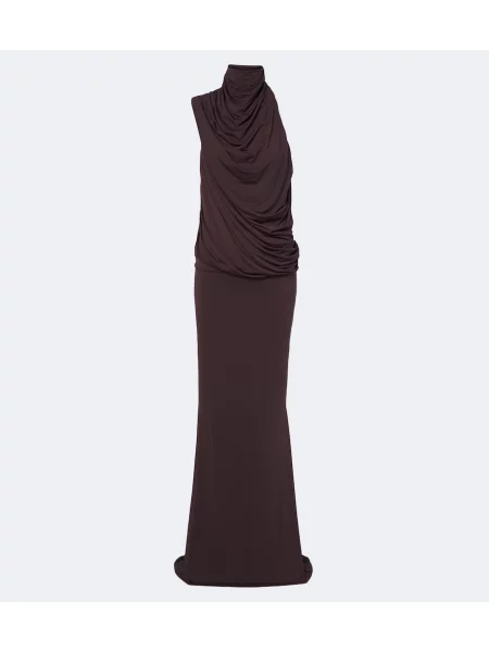 Rochie maxi De La Vali din jerseu drapată maro