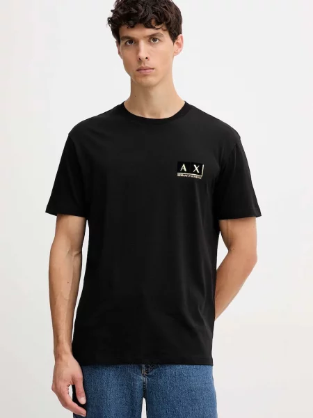 Тениска Armani Exchange с принт черно