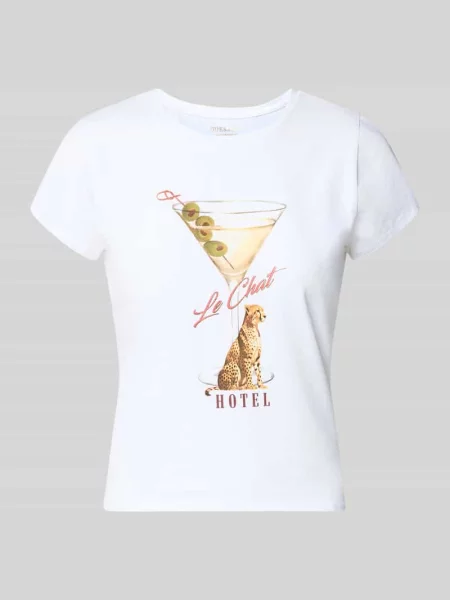 T-shirt z detalem z logo model LEOPARDTINI' Guess biała